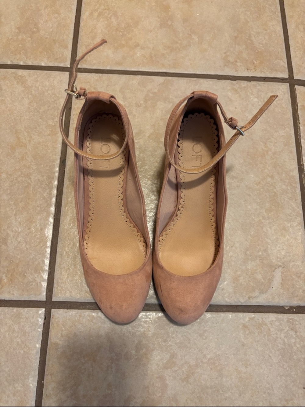 LOFT Dusty Rose Ankle-Strap Pumps